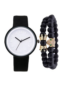 men Table Analog Watch With Beaded Bracelet Set NNSB03702007