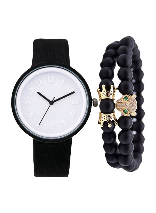 Generic - men Table Analog Watch With Beaded Bracelet Set NNSB03702007 - Image 1