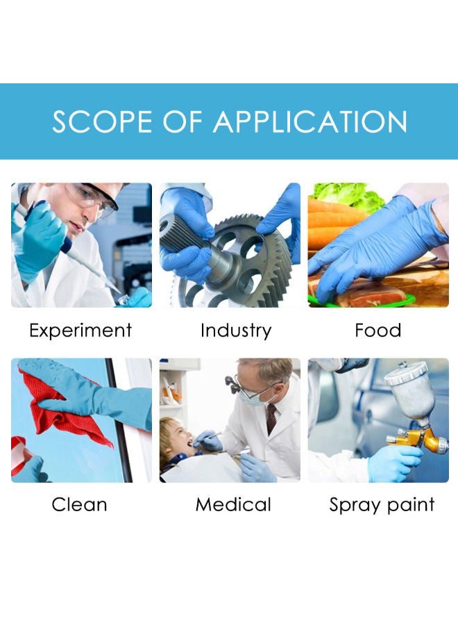 Portable Waterproof Anti-Slip Single Use Nitrile Glove Blue - Image 4