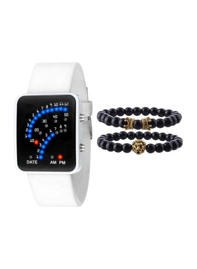 men Digital Electronic Watch With Beaded Bracelet NNSB03702522  - Image 1