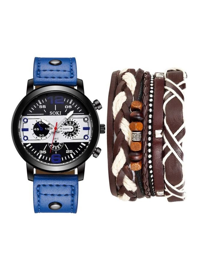 SOKI Men's 5-Piece Chronograph Quartz Watch And Bracelet Set NNSB03702786  - Image 1