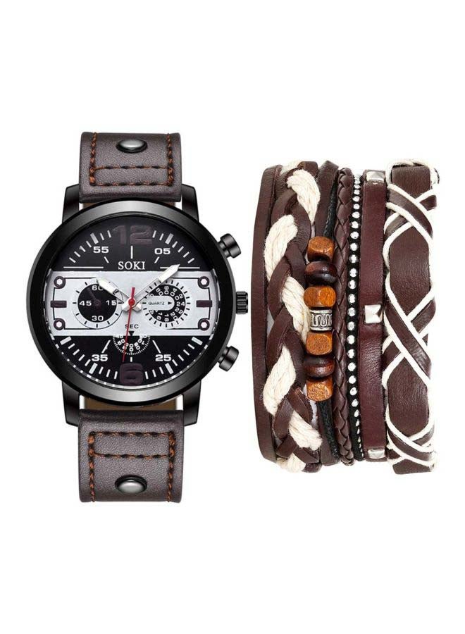 SOKI Men's 5-Piece Chronograph Quartz Watch And Bracelet Set NNSB03702787  - Image 1