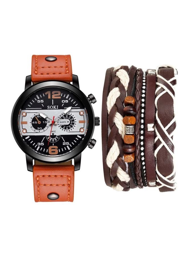 SOKI Men's 5-Piece Chronograph Quartz Watch And Bracelet Set NNSB03702788  - Image 1