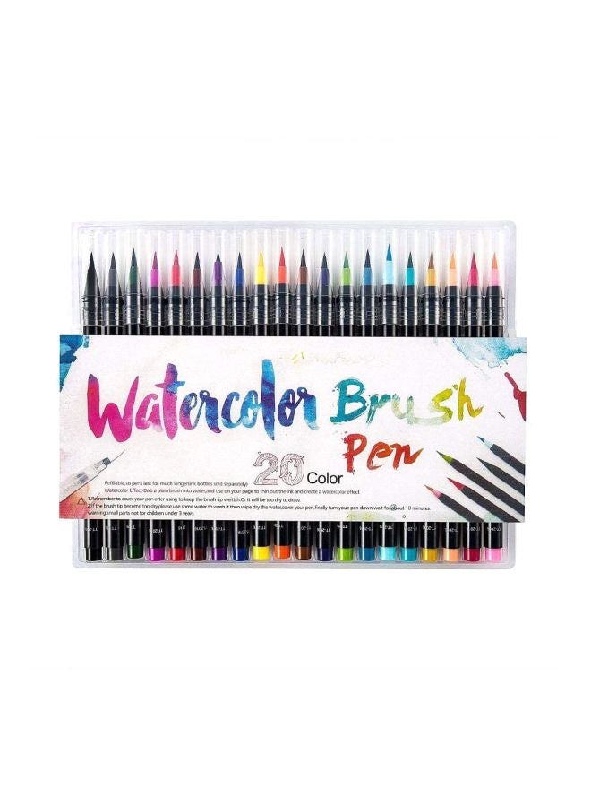 مس تيارا مجموعة أقلام فرشاة تلوين مائية من 20 قطعة طراز MTAD004 متعدد الألوان - Image 1
