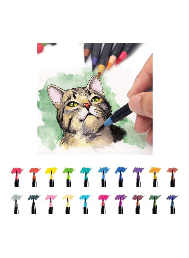 مس تيارا مجموعة أقلام فرشاة تلوين مائية من 20 قطعة طراز MTAD004 متعدد الألوان - Image 2