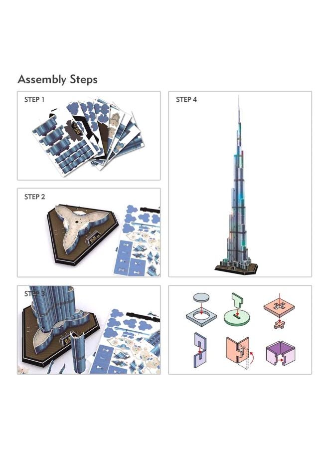 CubicFun 136-Piece LED Burj Khalifa 3D Puzzle L133h 146x39x34cm - Image 3