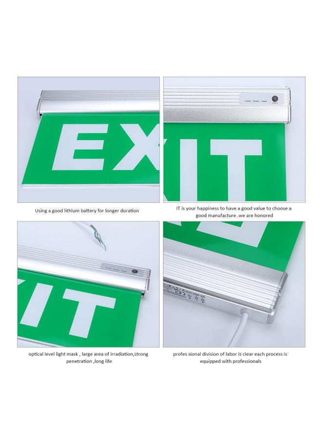 Generic - Exit Sign LED Emergency Light Green/Silver 370x200x25mm - Image 1