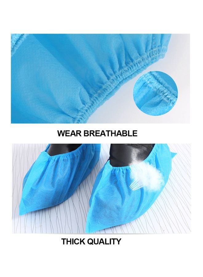 100-Piece Disposable Shoes Cover Set Blue 28x5x28cm - Image 2