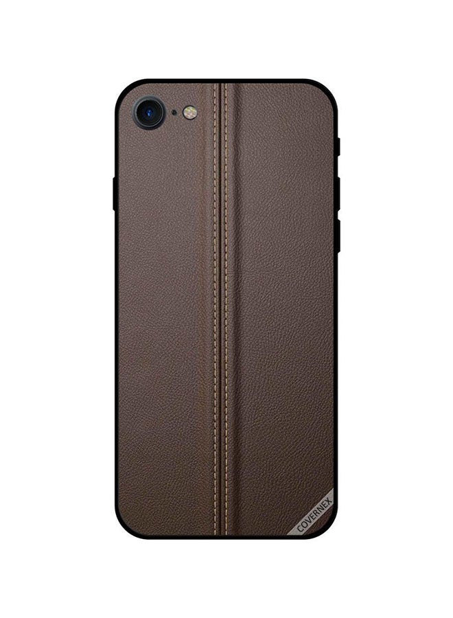 Covernex Apple iPhone 7 Protective Case Cover Printed Featuring Line In Mid Of Brown Leather DESIGN_0910 - Image 1