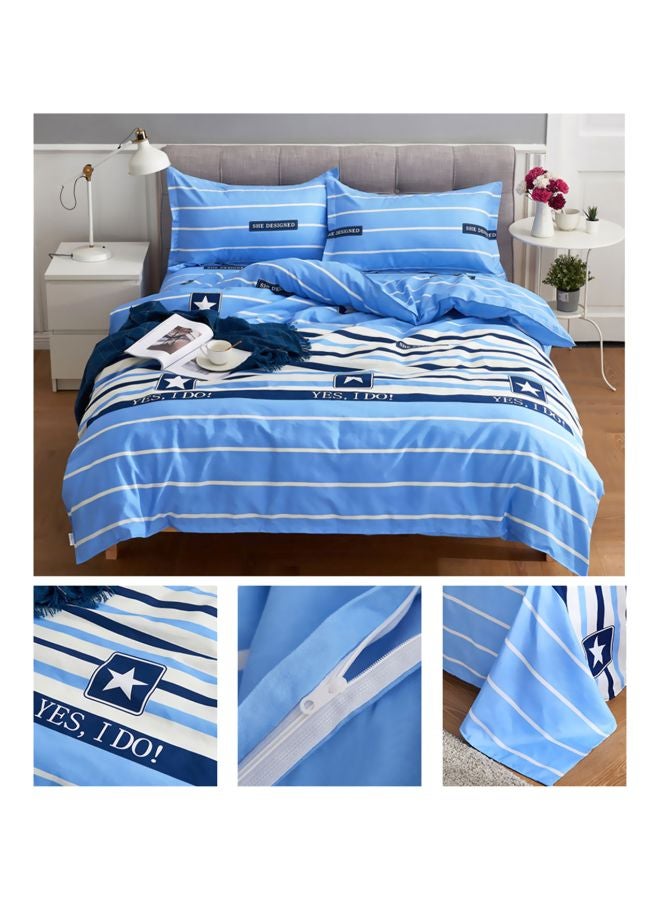 4-Piece Printed Quilt Set Combination Blue/White  - Image 2