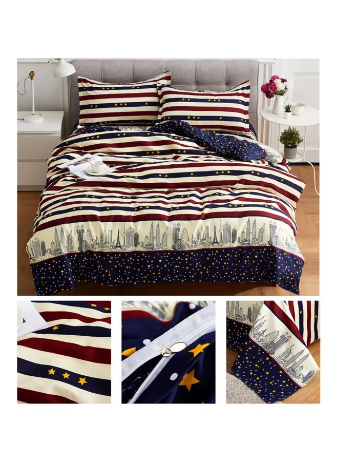 4-Piece Printed Quilt Set Combination Beige/Blue/Red  - Image 2