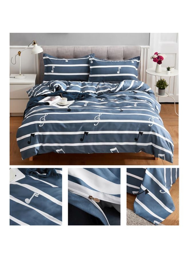 4-Piece Printed Quilt Set Combination Blue/White/Black  - Image 2
