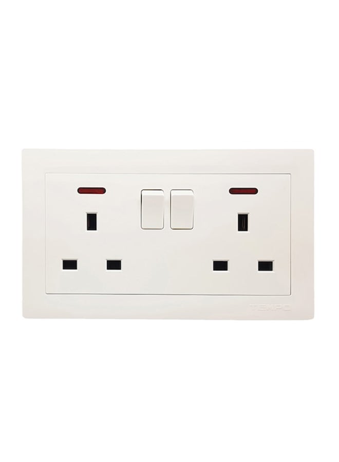 TEMPO High Grade Double Switched Socket White 14 x 7cm  - Image 1