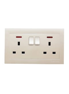 TEMPO Heavy Duty Double Switched Socket Pearl White 14 x 7centimeter  - Image 1