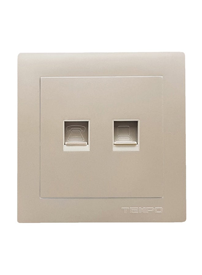 TEMPO Telephone + Computer Wall Socket Pearl White 7x7cmcm  - Image 1
