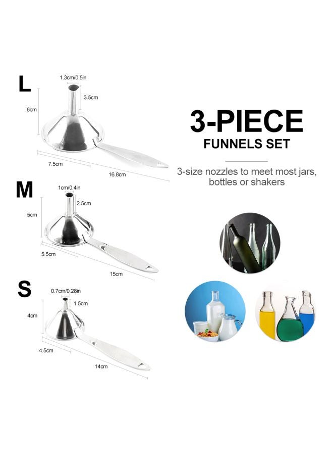 طقم أقماع من الستانلس ستيل مكون من 3 قطع فضي 17x6x6سم - Image 2