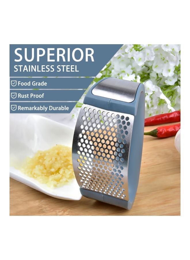 مكبس ثوم من الستانلس ستيل أزرق داكن/ فضي 12x6x6سم - Image 3