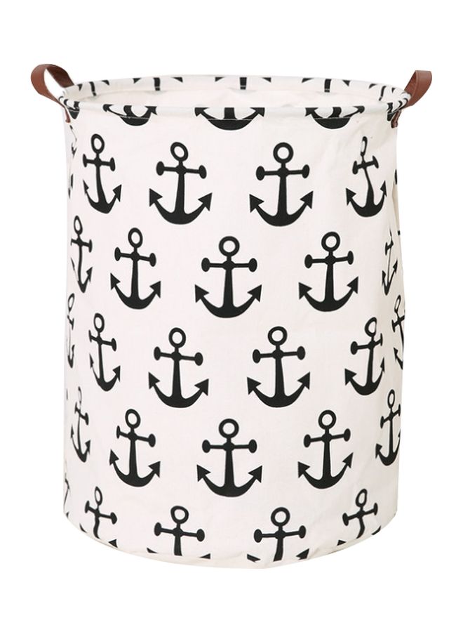 MissTiara Anchor Printed Rounded Storage Basket White/Black 40x50centimeter  - Image 1