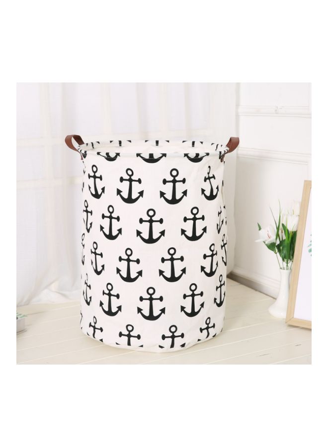 MissTiara Anchor Printed Rounded Storage Basket White/Black 40x50centimeter  - Image 2