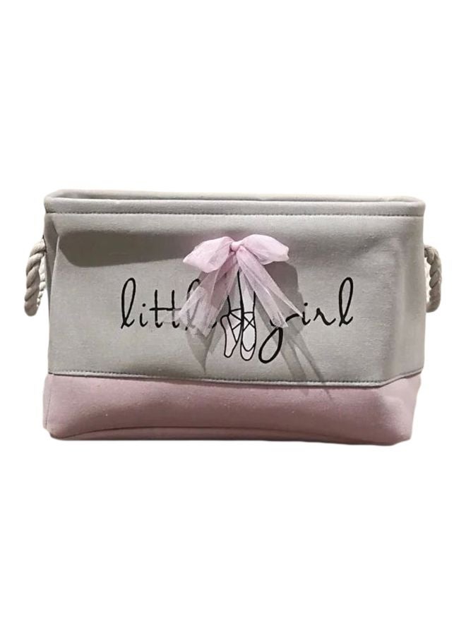 MissTiara Rectangular Printed Storage Basket Grey/Pink 40x28x24cm  - Image 1