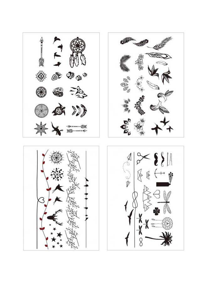 4-Piece Wenshentie Temporary Tattoo Sheet Black - Image 1