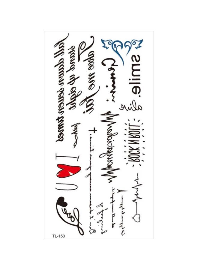 WenshentieLetter Pattern Temporary Tattoo Sheet Black/Red - Image 1