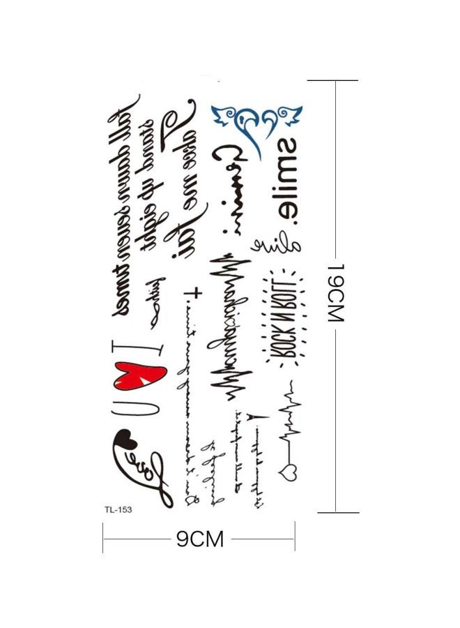 WenshentieLetter Pattern Temporary Tattoo Sheet Black/Red - Image 2