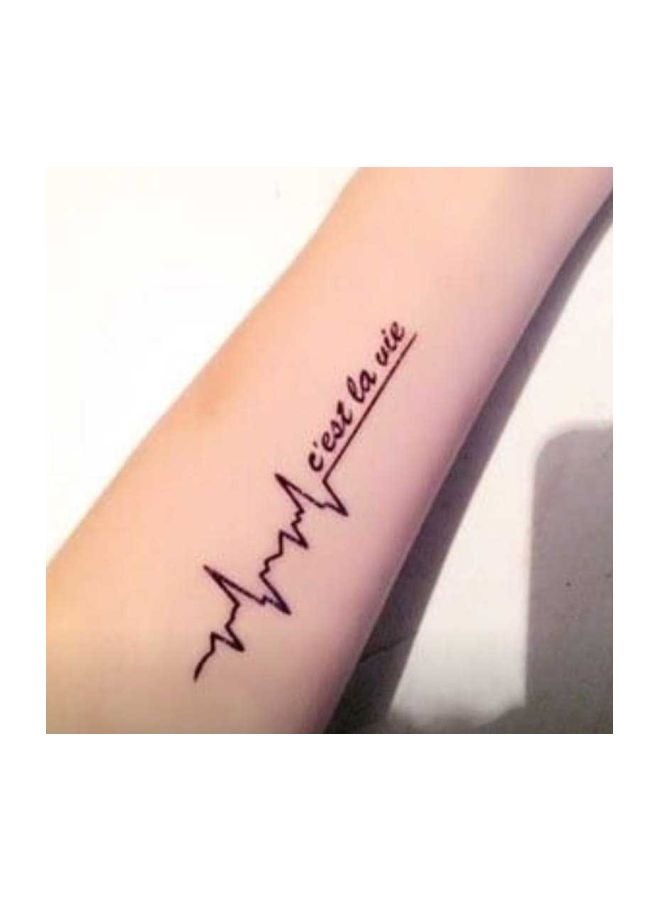 Letter Pattern Temporary Tattoo Sheet Black/Blue - Image 2