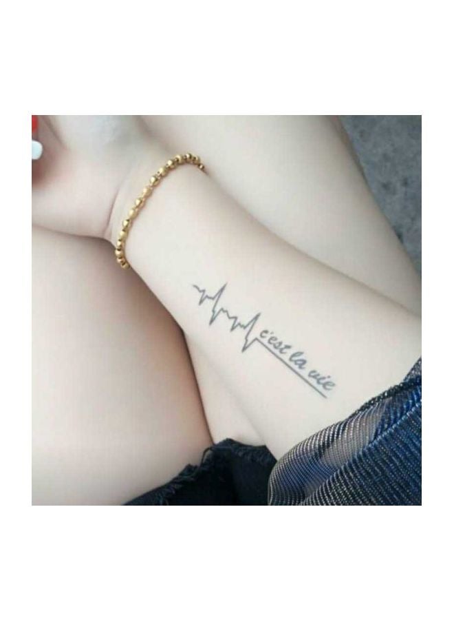 Letter Pattern Temporary Tattoo Sheet Black/Blue - Image 3