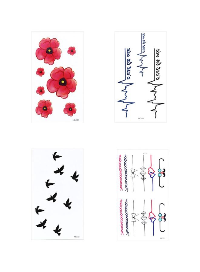 4-Piece Wenshentie Chic Themed Tattoo Black/Red - Image 1