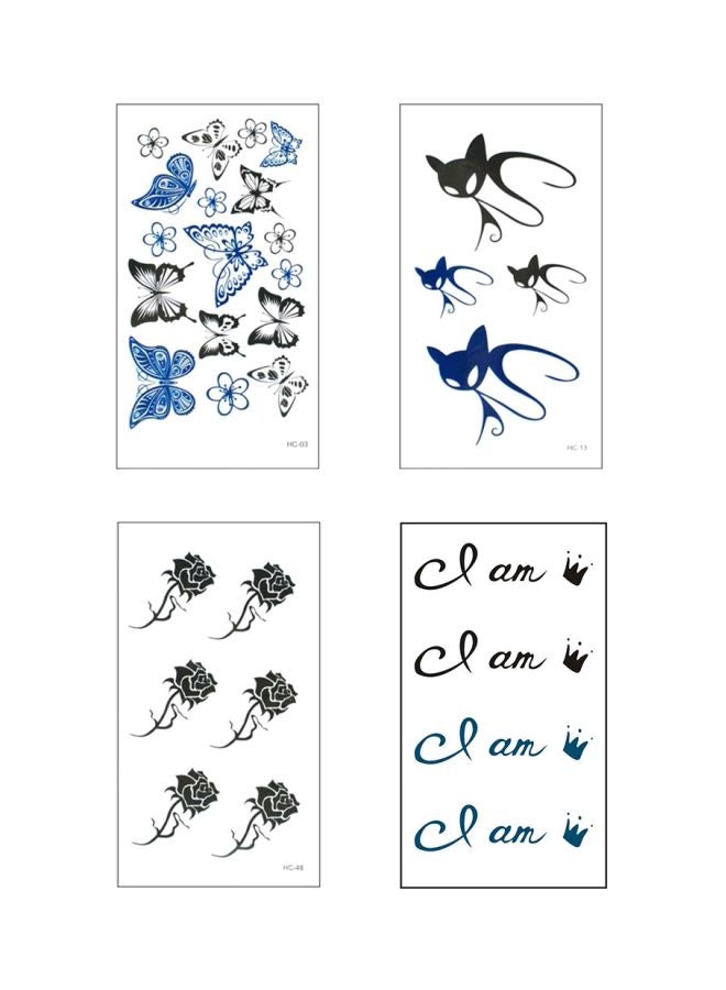 4-Piece Wenshentie Geometry Pattern Faddish Temporary Tattoo Black/Blue - Image 1