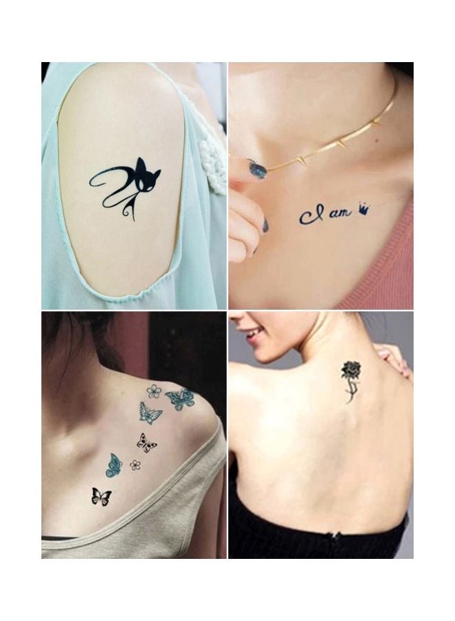 4-Piece Wenshentie Geometry Pattern Faddish Temporary Tattoo Black/Blue - Image 2