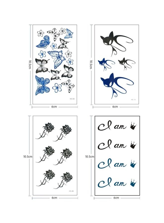 4-Piece Wenshentie Geometry Pattern Faddish Temporary Tattoo Black/Blue - Image 3