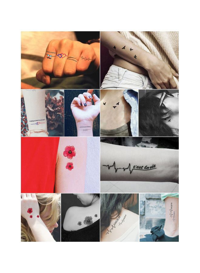 4-Piece Wenshentie Chic Themed Tattoo Black/Red - Image 2