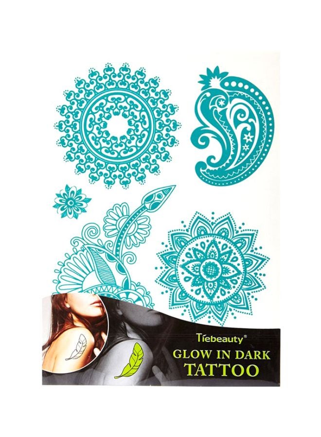 مجموعة تاتو دائم بتصميم زهرة مضيئة وينشينتي مكونة من 4 قطع أزرق - Image 2