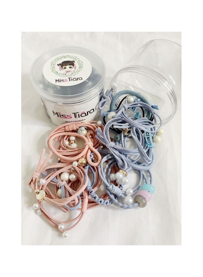 مس تيارا مجموعة ربطات شعر مع علبة من 25 قطعة وردي/ أزرق/ أسود - Image 4