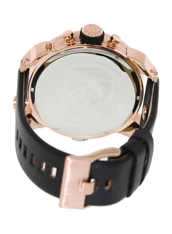 ديزل ساعة يد كرونوغراف دائرية مضيئة بسوار من الجلد مقاس 58 مم - لون أسود - طراز DZ7261 للرجال - Image 2