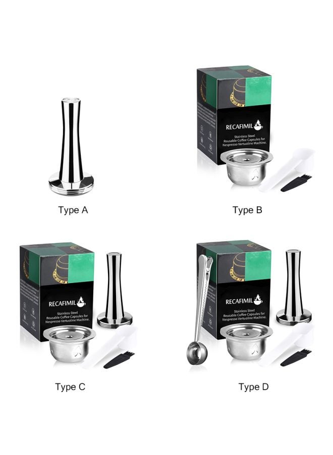 5-Piece Reusable Coffee Capsule Pod Set HKJ-23 Silver/White/Black  - Image 2