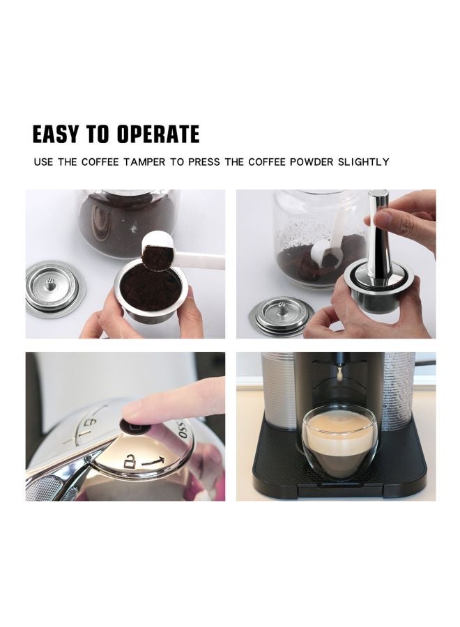 5-Piece Reusable Coffee Capsule Pod Set HKJ-23 Silver/White/Black  - Image 3