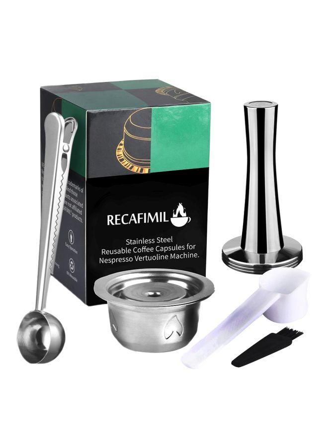 5-Piece Reusable Coffee Capsule Pod Set HKJ-23 Silver/White/Black  - Image 1