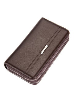 PU Leather Large Wallet Card Holder Brown