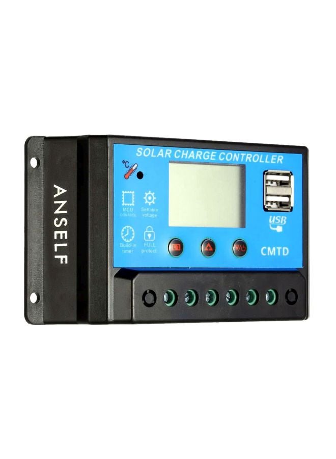 آنسيلف جهاز تحكم بالشحن للطاقة الشمسية مزود بشاشة LCD الأسود / الأزرق 14x4x8سم - Image 1