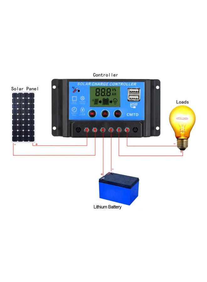 آنسيلف نظام شحن البطارية يعمل بالطاقة الشمسية الأسود / الأزرق 14x4x8سم - Image 2