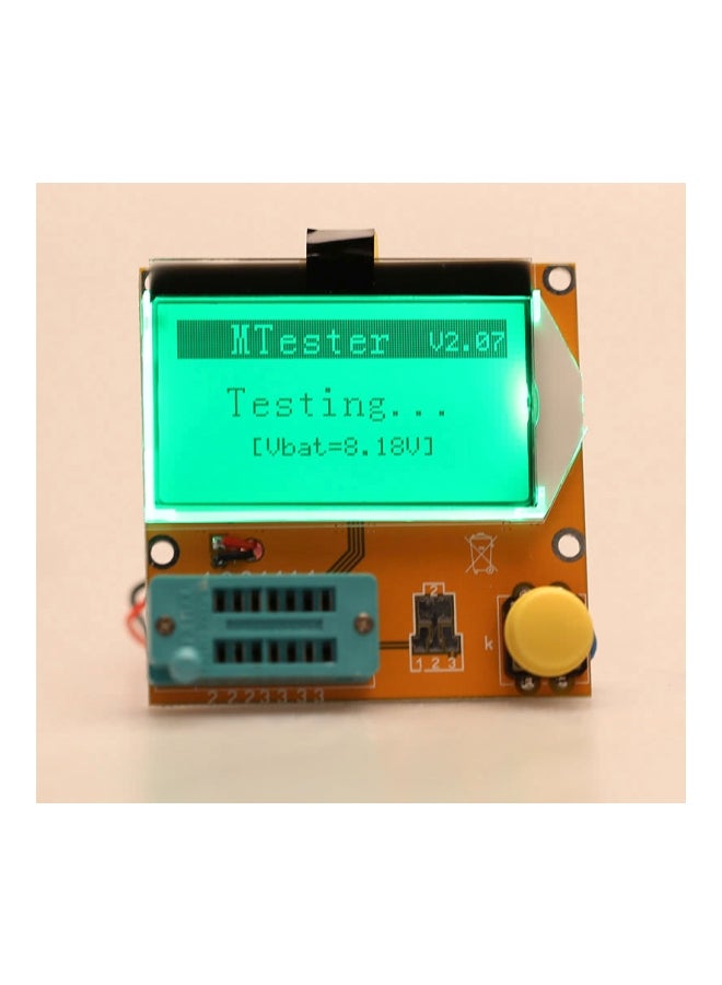 جهاز اختبار الترانزستور متعدد الوظائف مزود بشاشة LCD أصفر/ أزرق/ أسود 10x2.8x8سم - Image 4