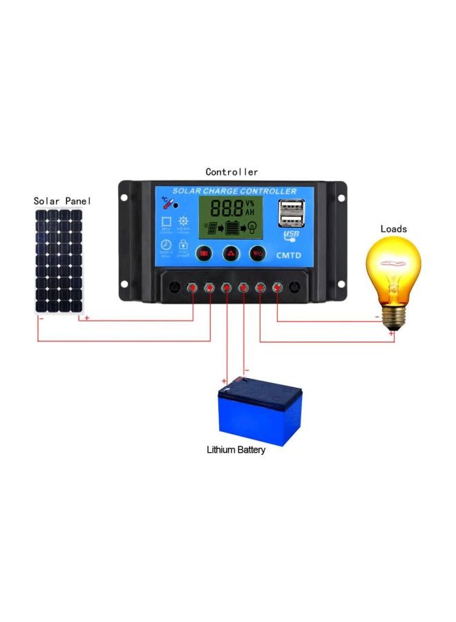 آنسيلف جهاز تحكم بالشحن للطاقة الشمسية مزود بشاشة LCD الأسود / الأزرق 14x4x8سم - Image 4