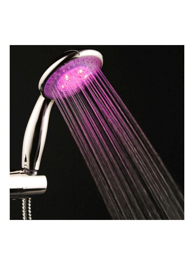 رأس دش أوتوماتيكي محمول باليد مزود بإضاءة LED فضي/أبيض 22x4x10.7سم - Image 5