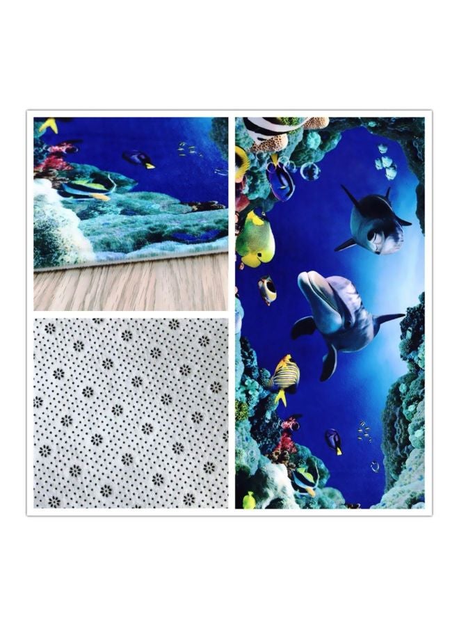 طقم حمام بنقشة دولفين المحيط مكون من 3 قطع أزرق/ أخضر/ أسود - Image 5