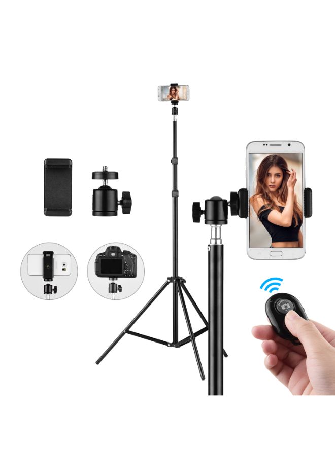 Aluminum Alloy Studio Photography Light Tripod Stand With Ball Head Cellphone Clamp Black - Image 4
