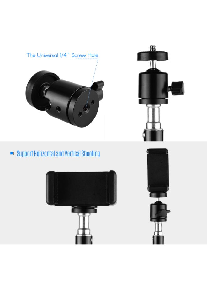 Aluminum Alloy Studio Photography Light Tripod Stand With Ball Head Cellphone Clamp Black - Image 3