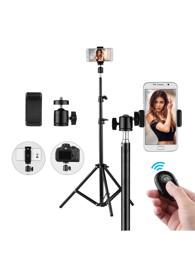 Aluminum Alloy Studio Photography Light Tripod Stand With Ball Head Cellphone Clamp Black - Image 3